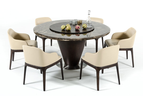 VIG Furniture Margot Cream Eco-Leather Dining Chair W21" X D21" X H30" — Padded Contoured Back, Oak Frame, Modern Elegance VGWCE537Y
