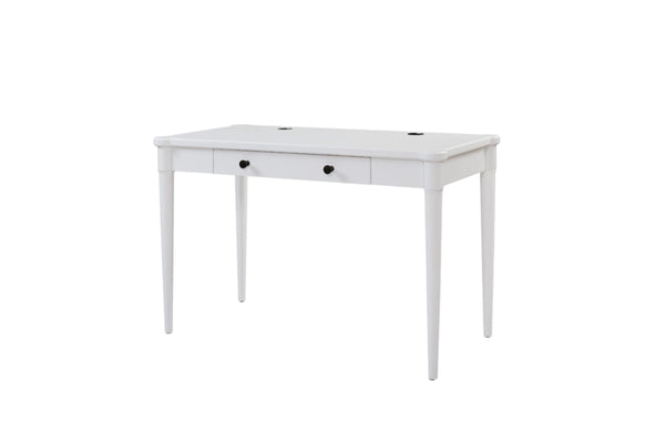 English Elm Writing Desk Crafted with Mindy Veneers for Durability, Flip-Down Drawer, Cable Management, Tapered Legs White 52 L x 31 W x 8 H B2699P373700