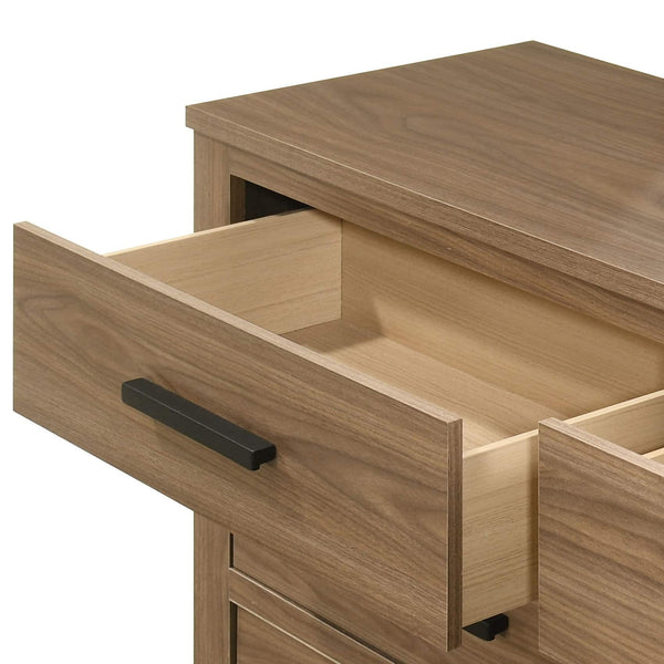 English Elm Walnut Finish 3 Piece Full Bedroom Set with Panel Bed Dresser and Mirror Transitional Wood B2741S00904