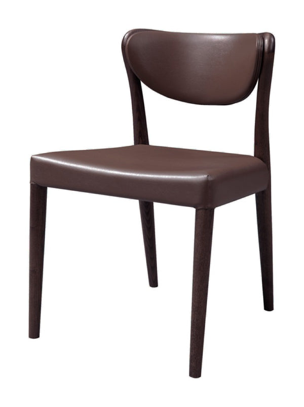 VIG Furniture Union Brown Oak Dining Chairs Set Of 2 — Tapered Legs, Brown Leatherette, Contoured Comfort, No Assembly 93 VGWCE552Y