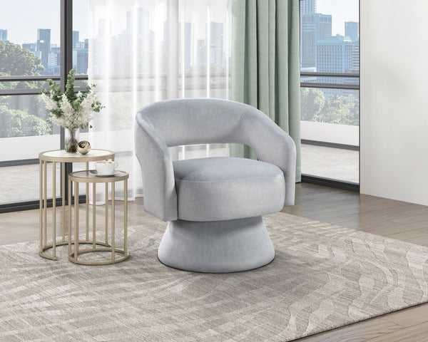 English Elm Modern Swivel Accent Chair in Lux Velvet Upholstery with Solid Wood Base, Compact Stylish Seating Gray 27.75 L x 26.5 W x 19.75 H B011P283813