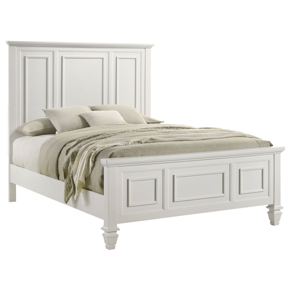 English Elm Copper White Wood Queen Panel Bed with Slatted Venting, Sturdy Asian Hardwood Frame, Timeless Finish B062S00663