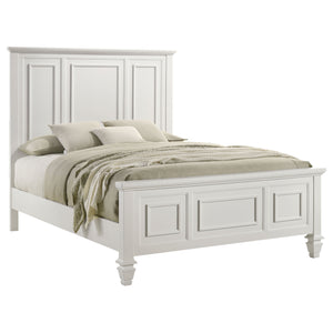 English Elm Copper White Wood Queen Panel Bed with Slatted Venting, Sturdy Asian Hardwood Frame, Timeless Finish B062S00663