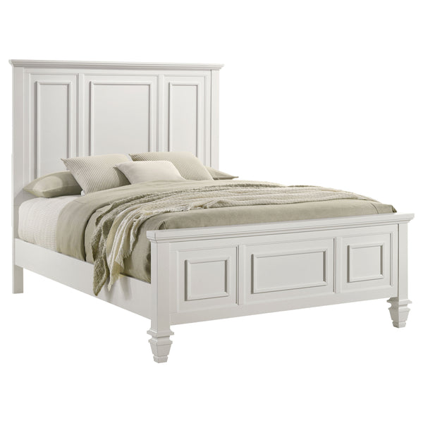 English Elm Copper White Wood Queen Panel Bed with Slatted Venting, Sturdy Asian Hardwood Frame, Timeless Finish B062S00663