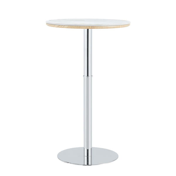English Elm Rock Slab Round Bar Table with Gold Stainless Steel Base for Modern Home Entertaining W2920P443468