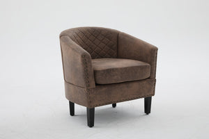 English Elm chair Quilted Diamond-Back Accent Chair with Nailhead Trim, Soft Tactile Upholstery & Solid Wood Legs Coffee W3515P326997