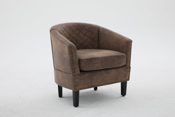 English Elm chair Quilted Diamond-Back Accent Chair with Nailhead Trim, Soft Tactile Upholstery & Solid Wood Legs Coffee W3515P326997