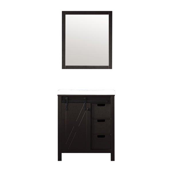 English Elm Brown Bath Vanity with Cultured Marble Top, Soft-Close Drawers, Mirror Included, Durable Storage 93 B2731S00796