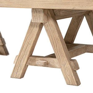 English Elm Hawthorne Reclaimed Elm Trestle Coffee Table Solid Wood Farmhouse Living Room Accent Natural B2719P474450
