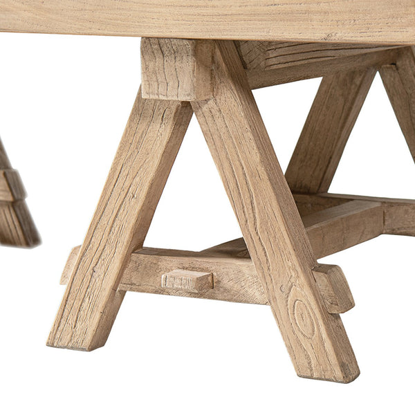 English Elm Hawthorne Reclaimed Elm Trestle Coffee Table Solid Wood Farmhouse Living Room Accent Natural B2719P474450