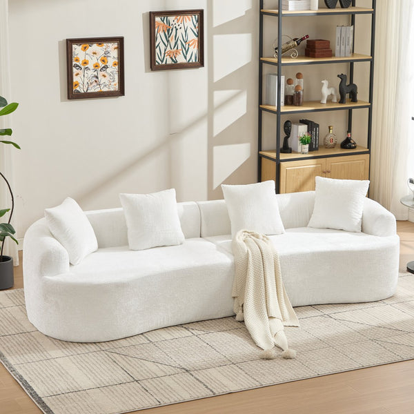 English Elm Curved Chenille Loveseat with Memory Foam Cushions for Compact Living Spaces Beige W2915S00083
