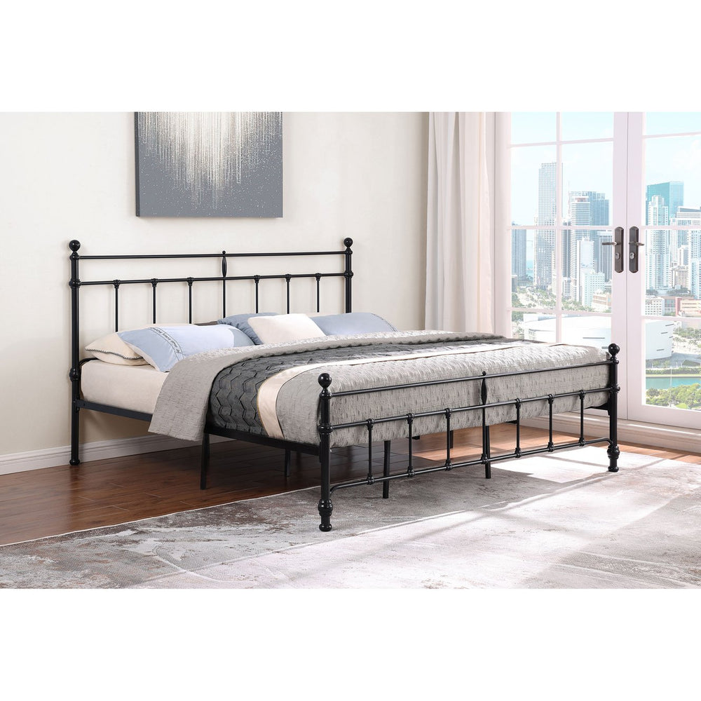English Elm Durango Matte Black Metal King Bed with Scrollwork Headboard for Rustic Bedrooms B062P447945