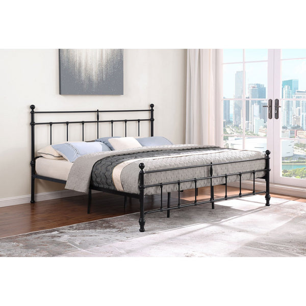 English Elm Durango Matte Black Metal King Bed with Scrollwork Headboard for Rustic Bedrooms B062P447945