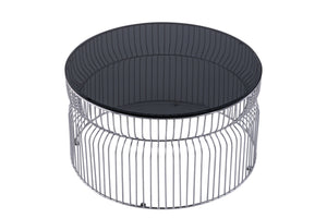 English Elm CT901 Modern round 30" coffee table with tinted tempered glass top and open metal frame for style and durability Chrome B009P306194