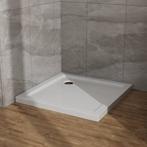 English Elm Goodyo 32x32 Shower Base Center Drain 2in Tall High-Gloss ABS Acrylic Pan Easy-Clean Durable White D163116715