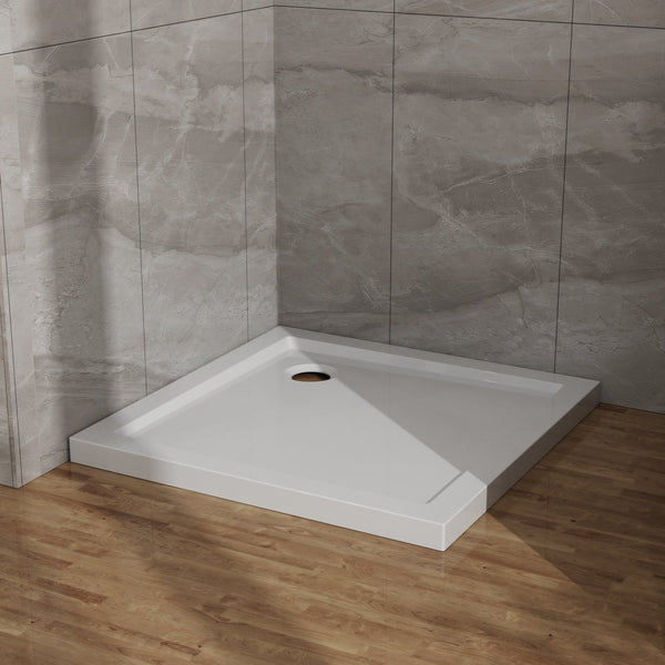 English Elm Goodyo 32x32 Shower Base Center Drain 2in Tall High-Gloss ABS Acrylic Pan Easy-Clean Durable White D163116715