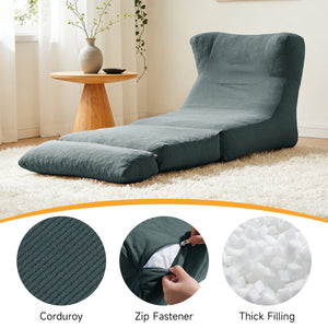 English Elm Cloud Corduroy Sleeper Chair Foldable High Density Foam Seat for Small Space Living Grey W1765P448641