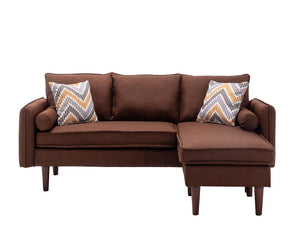 English Elm Mirella Mid-century Sectional with Reversible Chaise Usb Charging and Storage Pouches Brown B2749P413374