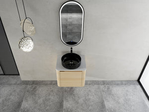 English Elm 24'' Wall-Mounted Bathroom Vanity With Artistic Ceramic Sink, Soft-Close Door & Space-Saving Design W999S00461