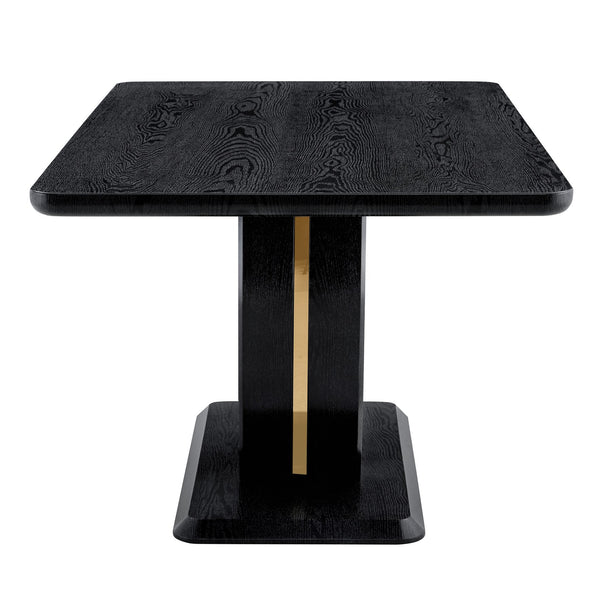 English Elm Modern Mdf Dining Table Seats Six with U-shaped Legs for Minimalist Interiors Black W1151S04162