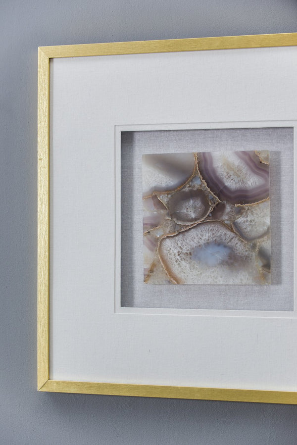 English Elm 23.6X23.6" Stunning Agate Shadow Box Wall Art - Elegant Metallic Frame & Unique Natural Texture W2078P318302