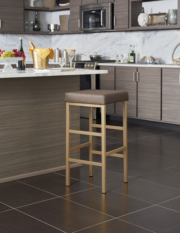 OSP Home Furnishings 30" Gold Backless Stool Camel