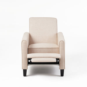 English Elm Christopher Knight Home® - Light Beige Linen Push Back Chair with Plush Padding, Ergonomic Recline, Durable Frame for Home Comfort 52422.00FLBEI