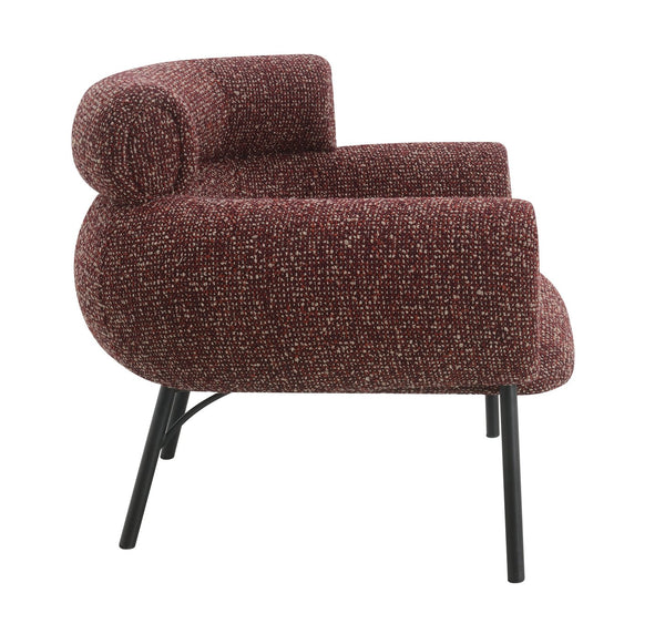 English Elm Mardi Burgundy Tweed Chair with Wooden Frame, KD Legs & Full Foam Seat — 10" Clearance, 220lb Capacity B2726P309302