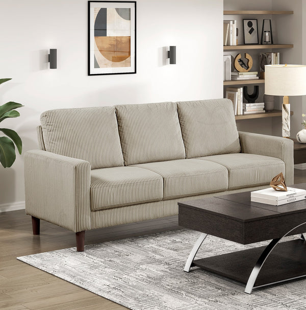 English Elm Modern 2-Piece Contemporary Sofa Set: Comfortable Loveseat & Sofa In Taupe Corduroy For Your Living Room B011S01844