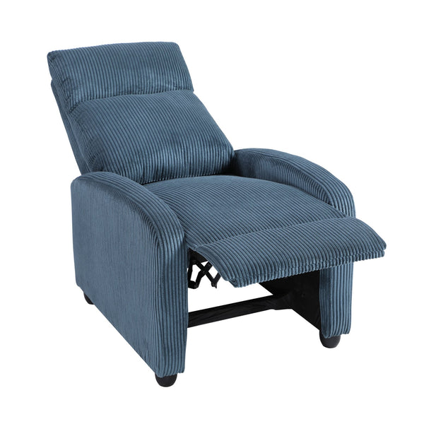 English Elm Modern Parsons Push Back Recliner Chair in Soft Corduroy Fabric — Sleek Comfortable Living Room Lounger with Solid Wood Frame and Easy Recline Mechanism Blue 30 L x 27 W x 21.5 H B011P395851