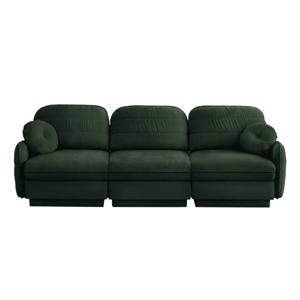 English Elm 105"chenille Cloud Sofa Quilted Plush Three Seater with Deep Cushions for Living Room Green W714S01768