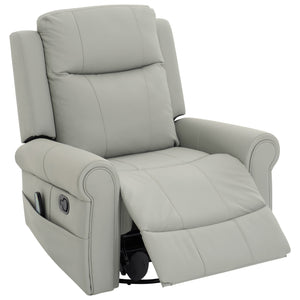 English Elm Manual Swivel Rocker Recliner Pu Leather Chair with Massage Heating and Pocket Spring Support Grey N763P363558E