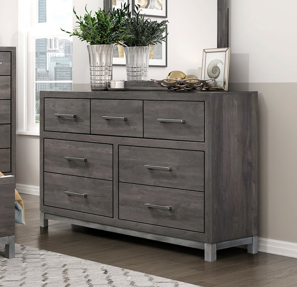 English Elm Modern Two-tone Melamine 7-drawer Dresser with Silver Accents for Stylish Bedrooms B011P255195