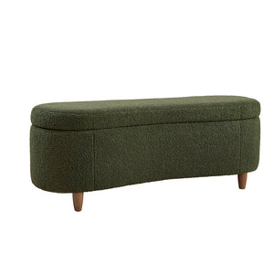 JLA Home INK+IVY - Boucle-Style Plush Storage Bench with Curved Front, Soft-Close Hinges & Solid Wood Legs for Entryways Green II105-0594