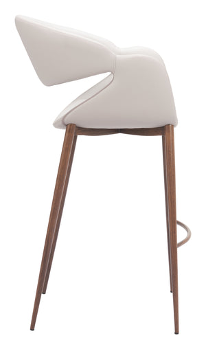 Zuo Modern Limay Barstool - Stylish Beige & Walnut Design With Durable Water-resistant Vinyl For Your Space Beige 100% Polyurethane,Plywood,Steel 110929-zuo-modern
