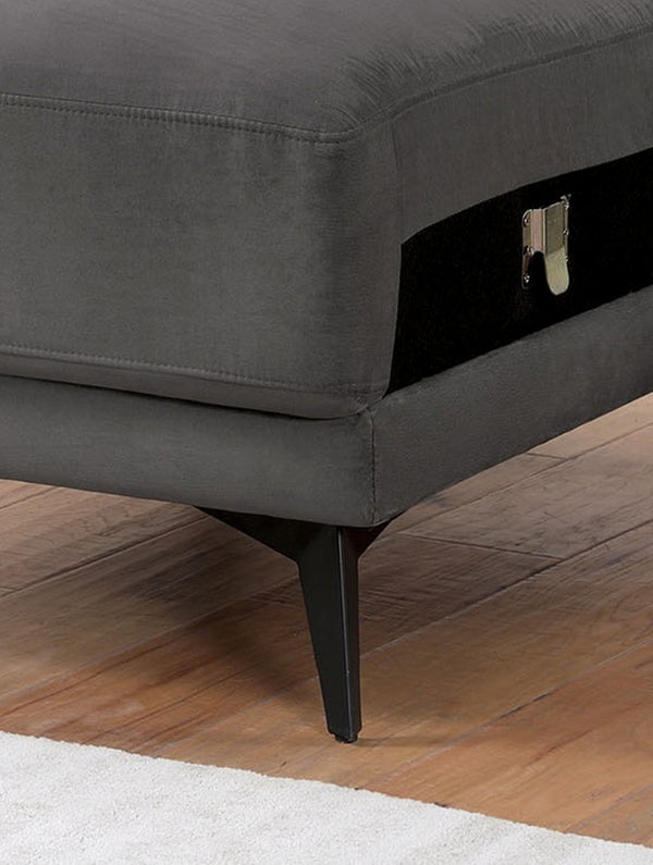 English Elm Dark Dark Gray Plush Armless Chair with Adjustable Headrest Metal Legs Boxed Cushions Chaise Comfort B2741P378245