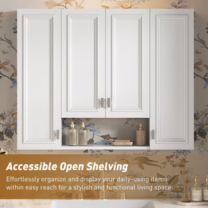 English Elm Modern Wall Mounted Medicine Cabinet with Open Shelving and Soft Close Hinges for Bath N710P358592K