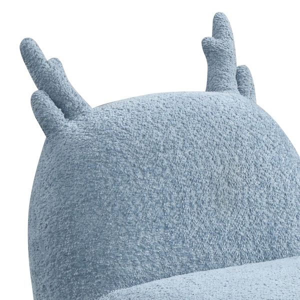 English Elm Weston Blue Chenille Deer Kids Chair with Sculpted Antlers for Playroom or Nursery B061P236765