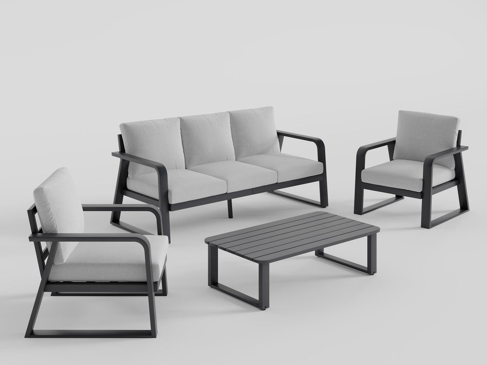 English Elm Fr Outdoor 4 Piece Aluminum Conversation Set with Memory Foam Cushions for Patio T5925S00004