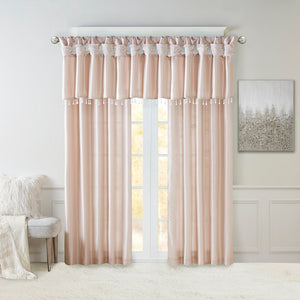 JLA Home Madison Park - Twist Linen-Look Faux Silk Curtain Panel with Lining, Twist-Top Drapes for Privacy & Luxe Sheen Blush MP40-6321