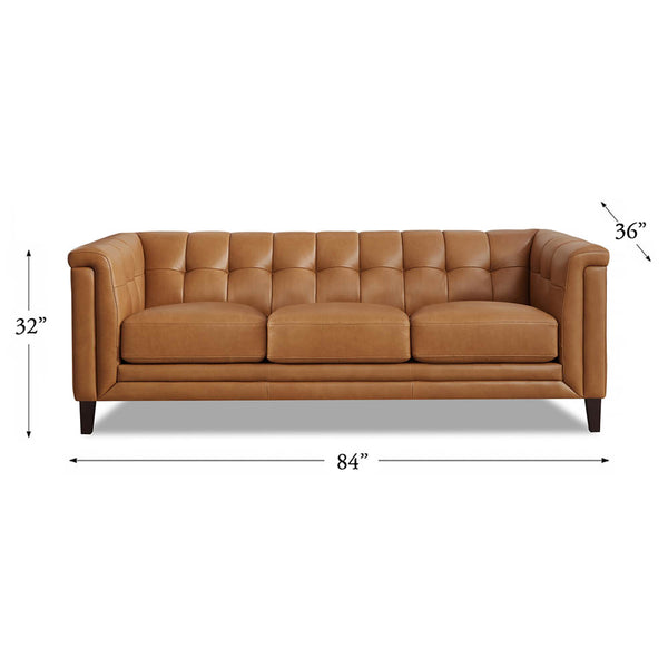 English Elm Arvo Leather Sofa with Top-Grain Seating, Pocket Coil Comfort, Kiln-Dried Frame for Durability Cognac B2705P326722