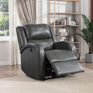 English Elm Modern Power Reclining Chair In Gray Faux Leather - Plush Comfort, Solid Wood Frame, Ergonomic Design B011P256236