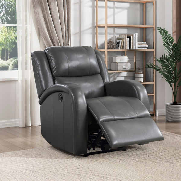 English Elm Modern Power Reclining Chair In Gray Faux Leather - Plush Comfort, Solid Wood Frame, Ergonomic Design B011P256236