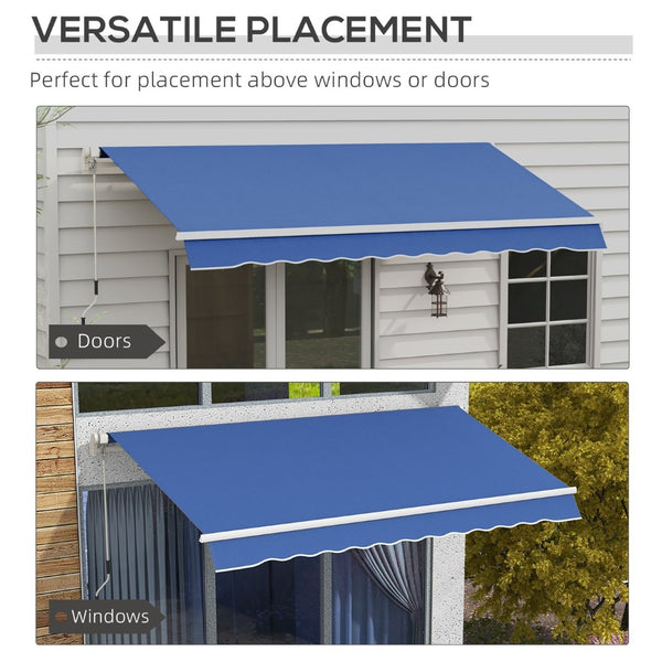 English Elm Outsunny 12' X 10' Retractable Awning - Durable Uv & Water-Resistant Shade With Manual Crank For Decks W2225P175523-GIGA
