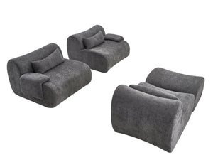 English Elm Boneless Curved Sofa 3 Seat Low Profile Streamlined Frame for Modern Living Rooms W3728S00009
