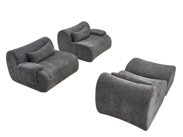 English Elm Boneless Curved Sofa 3 Seat Low Profile Streamlined Frame for Modern Living Rooms W3728S00009