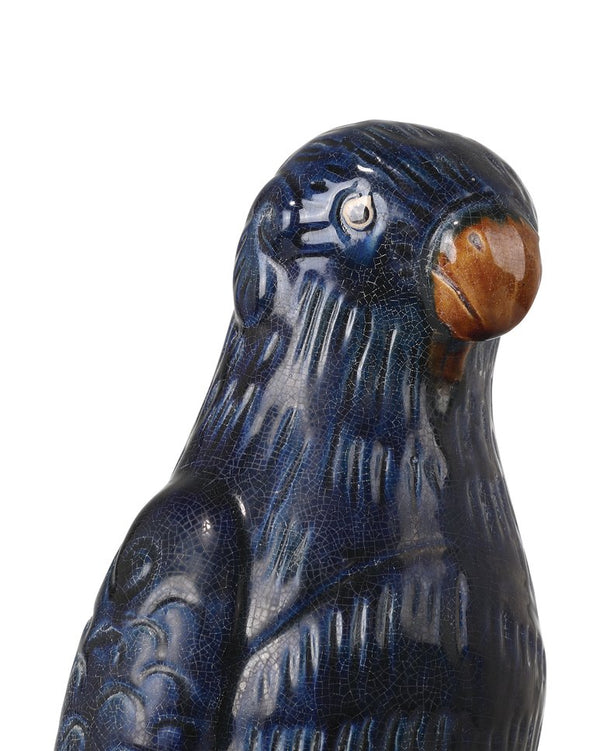 Currey & Company Tang Dynasty Parrots Set Of 2 - Antique Blue Terracotta Incense Holders With Crackle Glaze Finish Blue Terracotta 1200-0993-currey-company