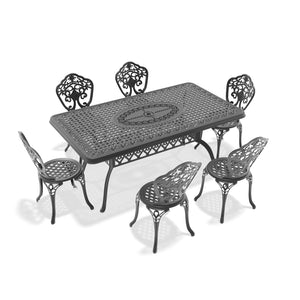 English Elm 7-Piece All-Weather Cast Aluminum Dining Set With Black Frame – Durable, Stylish & Easy To Maintain W1710S00246