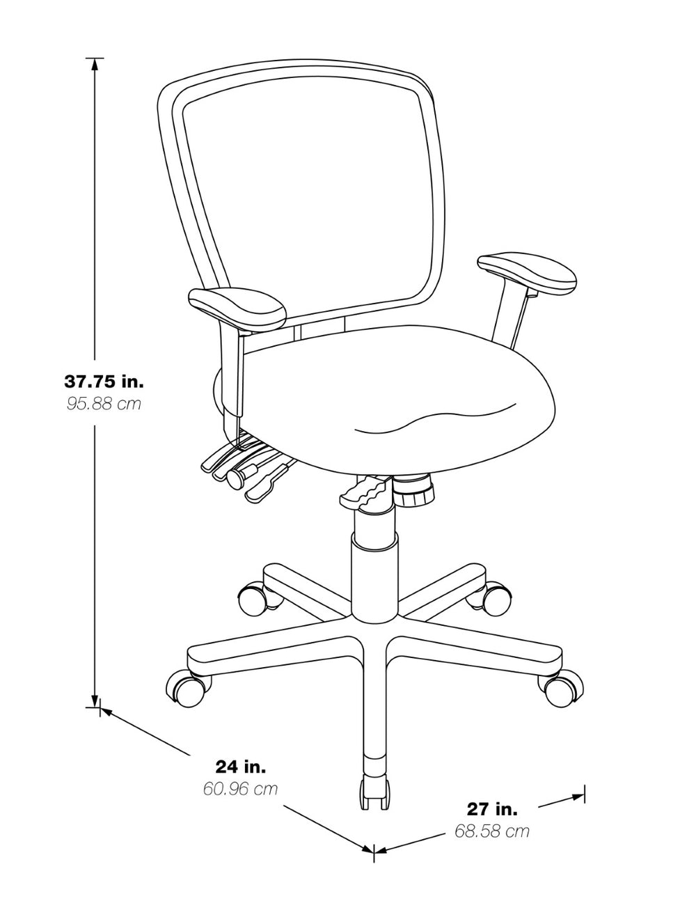 OSP Home Furnishings Progrid® Ergonomic Mesh Mid Back Office Chair with Lumbar Support and Pneumatic Height Lift 92893-A