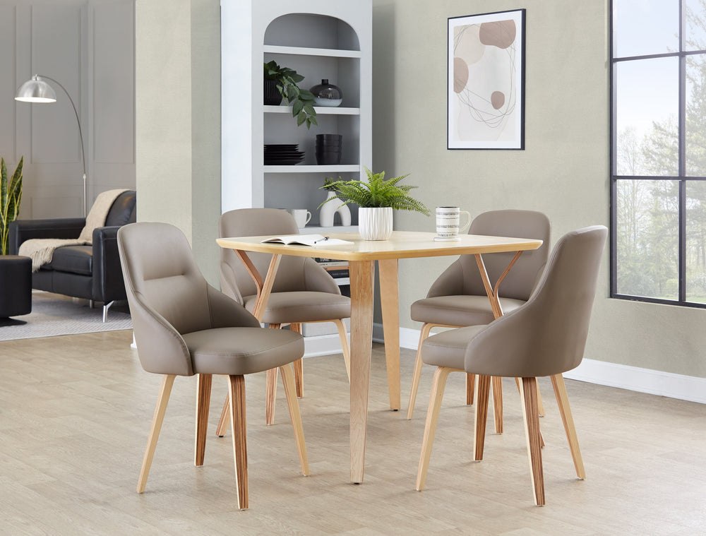 English Elm Chair Set of 2 Zebra Wood Grain Faux Leather Padded Dining Seating Contemporary B202S02127